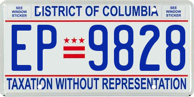 DC license plate EP9828