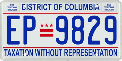 DC license plate EP9829