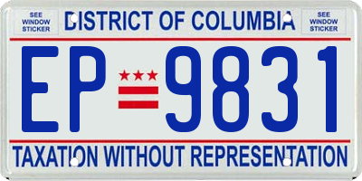 DC license plate EP9831
