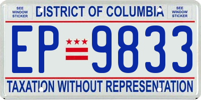 DC license plate EP9833