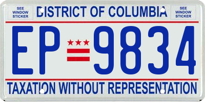DC license plate EP9834