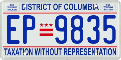 DC license plate EP9835