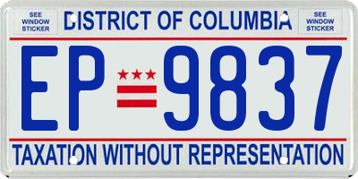 DC license plate EP9837
