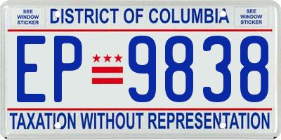 DC license plate EP9838