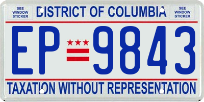 DC license plate EP9843
