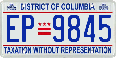 DC license plate EP9845