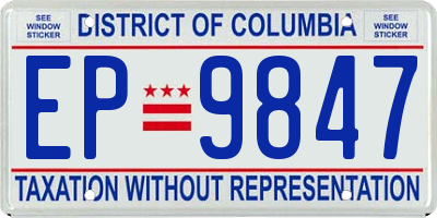 DC license plate EP9847