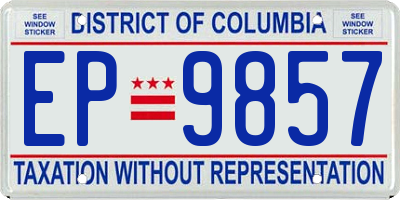 DC license plate EP9857