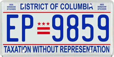 DC license plate EP9859