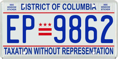 DC license plate EP9862