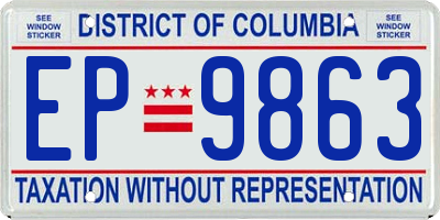 DC license plate EP9863