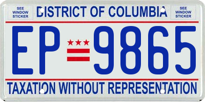 DC license plate EP9865
