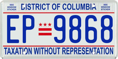 DC license plate EP9868