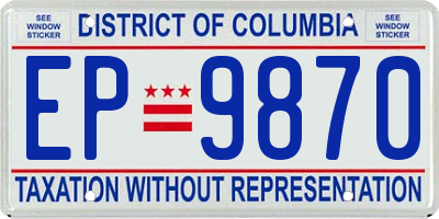 DC license plate EP9870