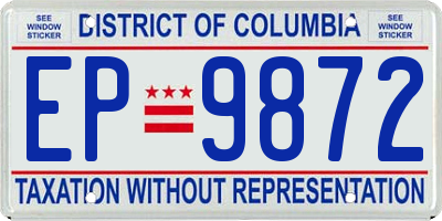 DC license plate EP9872