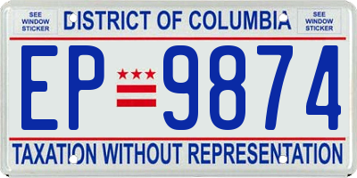 DC license plate EP9874
