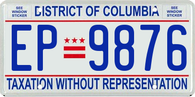 DC license plate EP9876