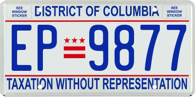 DC license plate EP9877