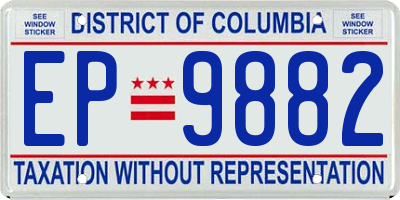DC license plate EP9882