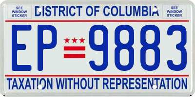 DC license plate EP9883