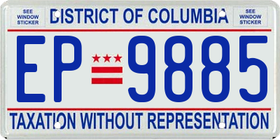 DC license plate EP9885