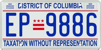 DC license plate EP9886