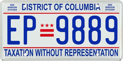 DC license plate EP9889
