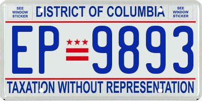 DC license plate EP9893