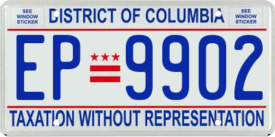 DC license plate EP9902
