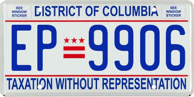 DC license plate EP9906