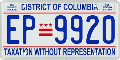 DC license plate EP9920