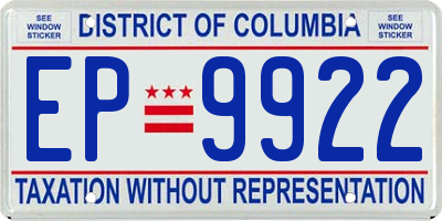 DC license plate EP9922