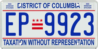 DC license plate EP9923