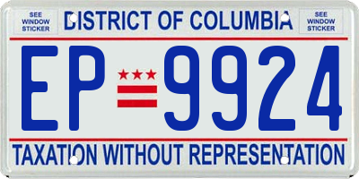 DC license plate EP9924