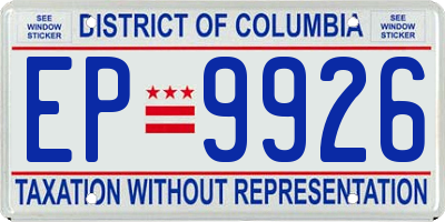 DC license plate EP9926
