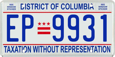 DC license plate EP9931