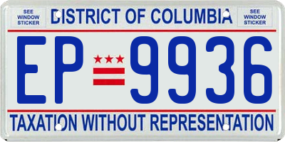 DC license plate EP9936