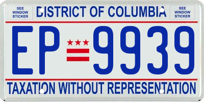 DC license plate EP9939