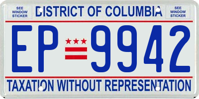 DC license plate EP9942
