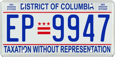 DC license plate EP9947