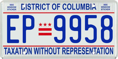 DC license plate EP9958
