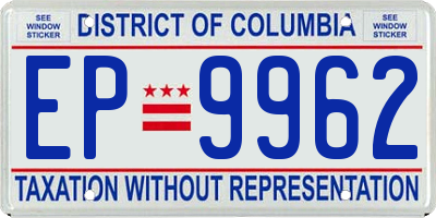 DC license plate EP9962