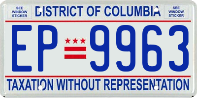 DC license plate EP9963