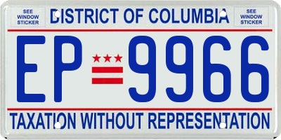 DC license plate EP9966