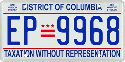 DC license plate EP9968
