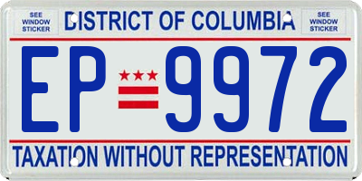 DC license plate EP9972