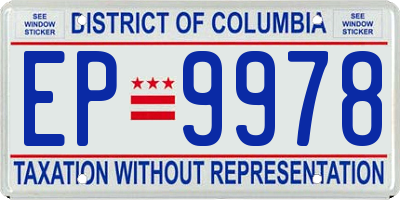 DC license plate EP9978