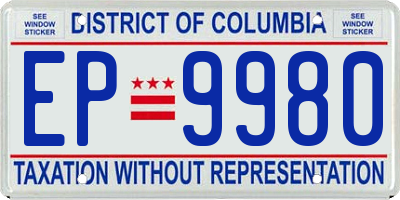 DC license plate EP9980