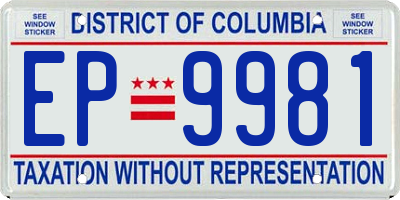 DC license plate EP9981