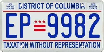 DC license plate EP9982